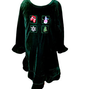 Good Lad 3T Dark Green Velvet Long Sleeve Christmas Dress Beaded
